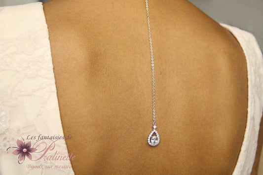 Bijou de dos mariage amovible goutte ajourée