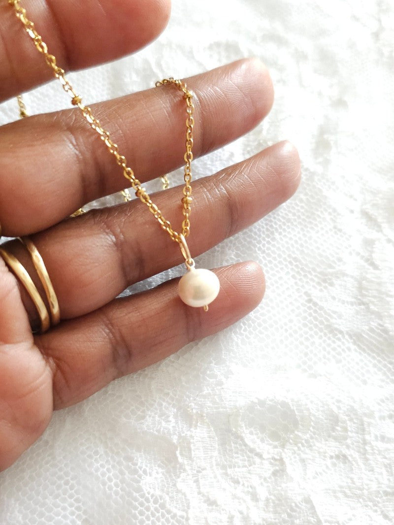 Bijou de mariage collier de mariage chaine boules pendentif perle de culture