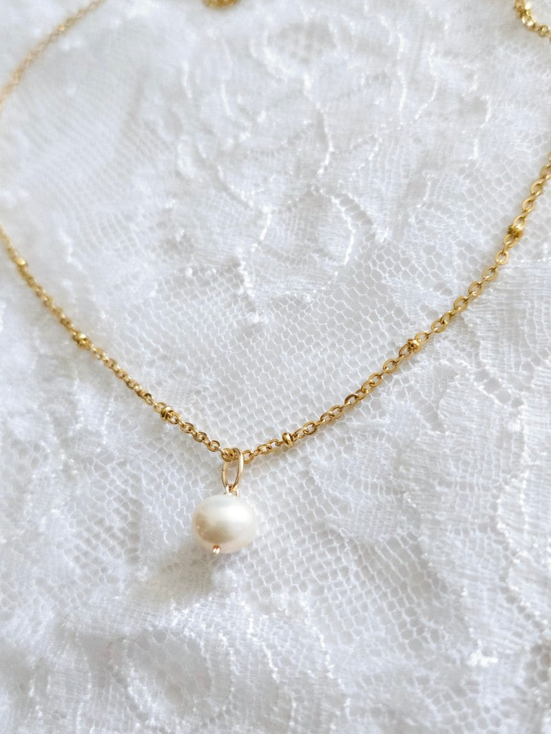 Bijou de mariage collier de mariage chaine boules pendentif perle de culture
