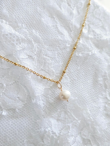 Bijou de mariage collier de mariage chaine boules pendentif perle de culture
