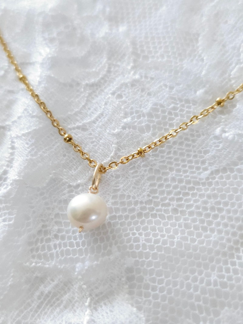 Bijou de mariage collier de mariage chaine boules pendentif perle de culture