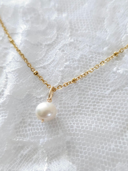Bijou de mariage collier de mariage chaine boules pendentif perle de culture