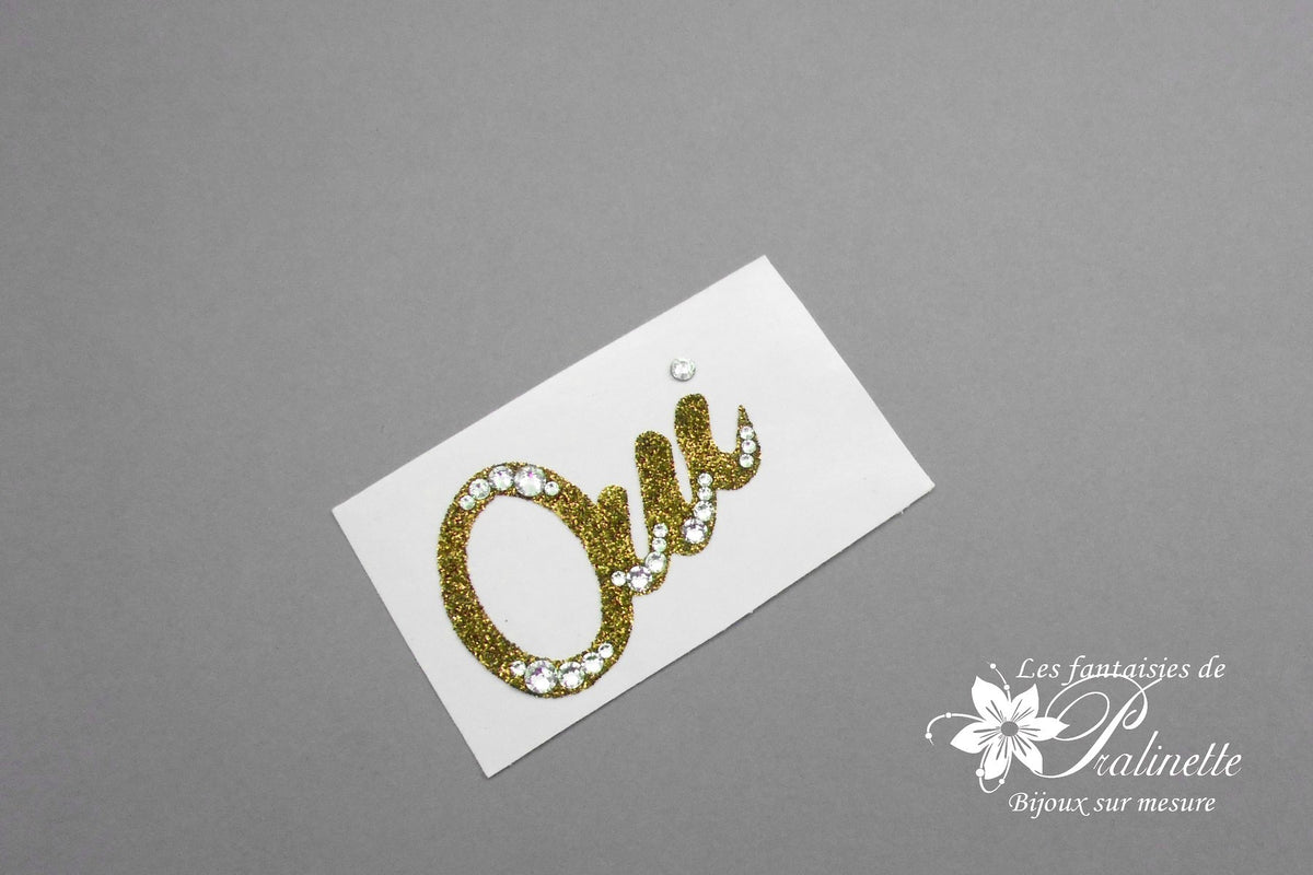 Bijou de peau mariage Oui strass et paillettes dorées