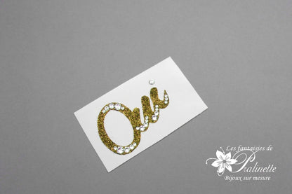 Bijou de peau mariage Oui strass et paillettes dorées