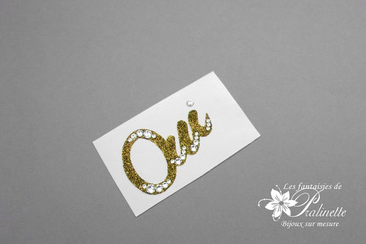 Bijou de peau mariage Oui strass et paillettes dorées