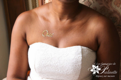 Bijou de peau mariage Oui strass et paillettes dorées