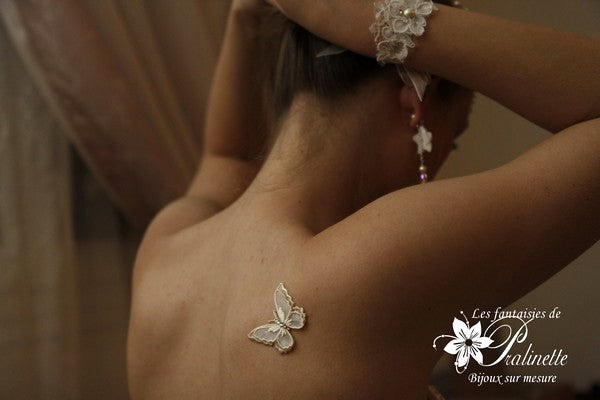 Bijou de peau mariage papillon voile et strass
