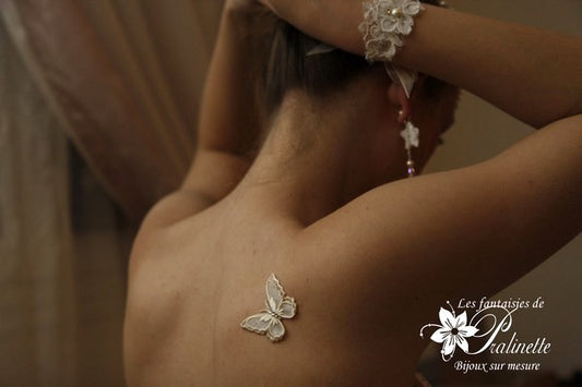 Bijou de peau mariage papillon voile et strass
