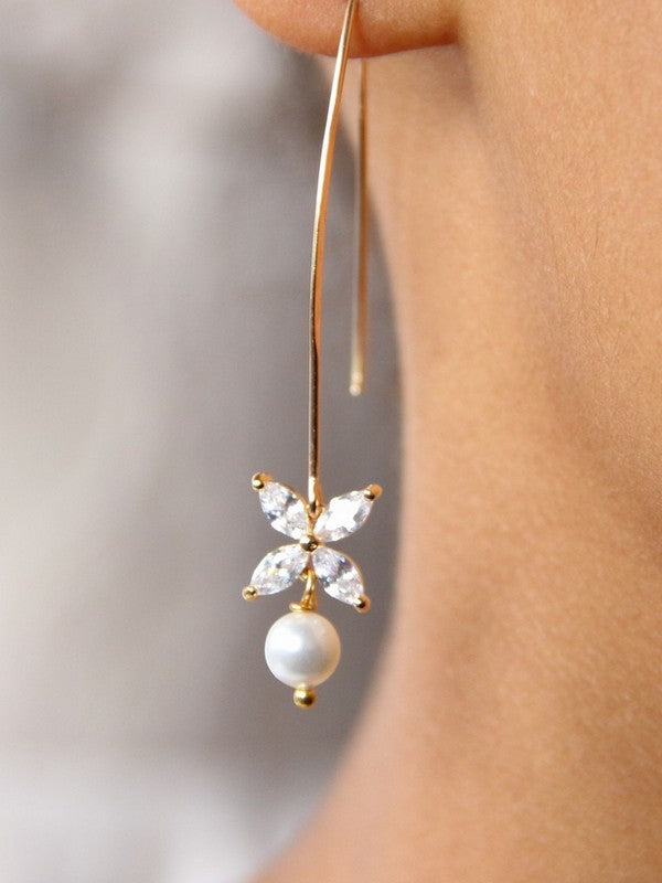 Boucles d'oreilles traversante strass Icône perle
