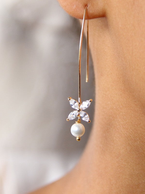 Boucles d'oreilles traversante strass Icône perle