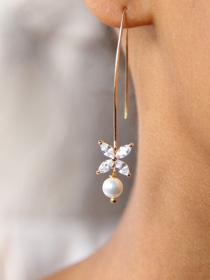 Boucles d'oreilles traversante strass Icône perle