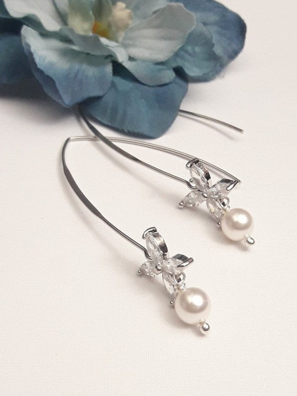 Boucles d'oreilles traversante strass Icône perle