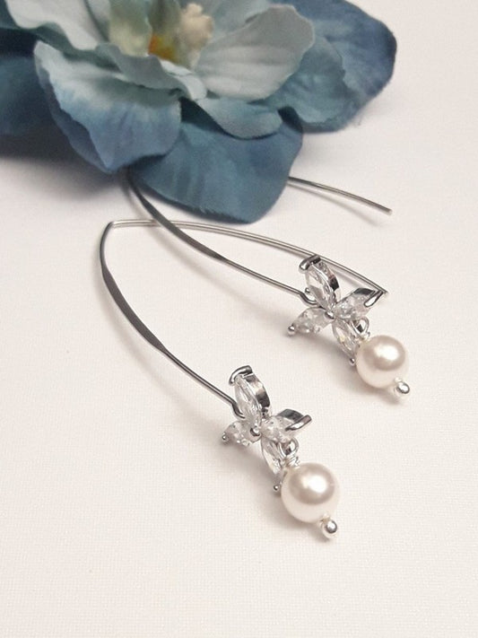 Boucles d'oreilles traversante strass Icône perle