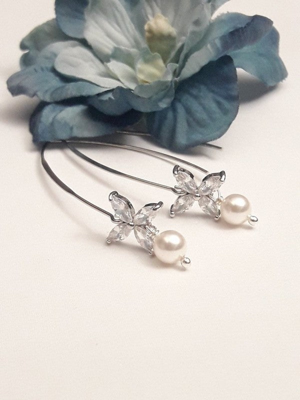 Boucles d'oreilles traversante strass Icône perle