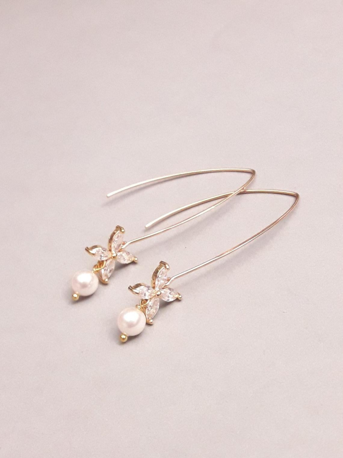 Boucles d'oreilles traversante strass Icône perle