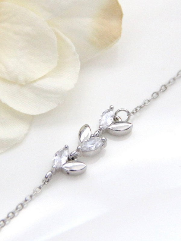 Bracelet de mariage feuilles épis en zirconium