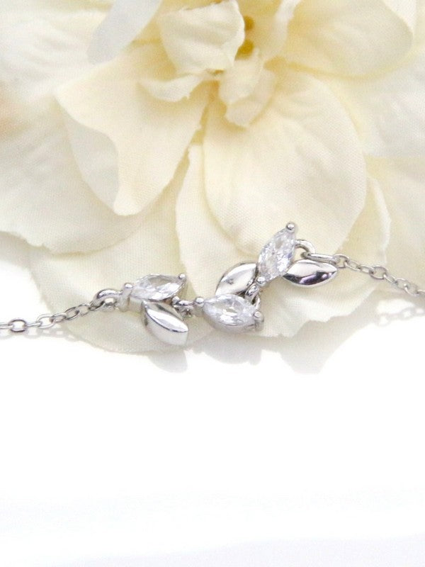 Bracelet de mariage feuilles épis en zirconium