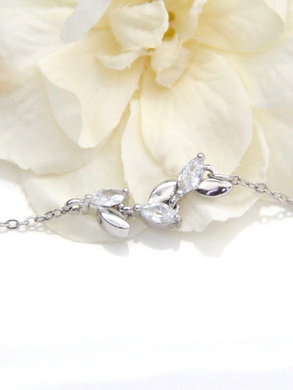 Bracelet de mariage feuilles épis en zirconium