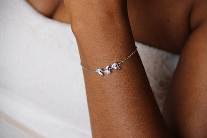 Bracelet de mariage feuilles épis en zirconium