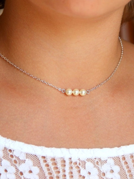 Collier de mariage trio de perles