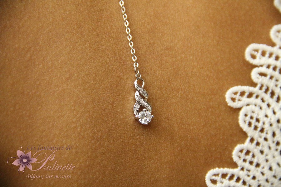 Pendentif de dos mariage torsade pour robe mariée dos nu