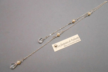 Bijoux de dos mariage goutte et strass pendentif perles en cristal