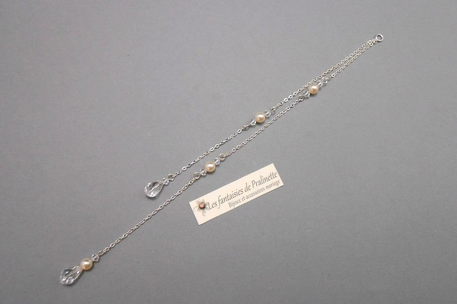 Bijoux de dos mariage goutte et strass pendentif perles en cristal