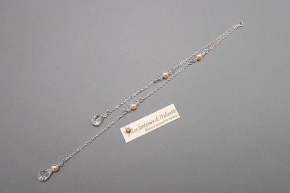 Bijoux de dos mariage goutte et strass pendentif perles en cristal