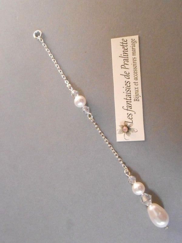 Bijoux de dos mariage pendentif goutte et perles parsemées