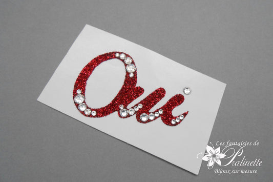 Bijou de peau mariage Oui strass et paillettes rouges