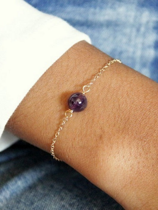 Bracelet Hélé perle d'amethyste et acier inoxydable