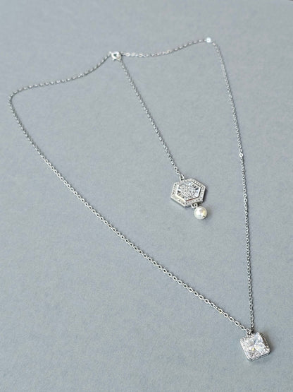 Collier de mariage bijou de dos zirconium hexagonal amovible - Prêt à porter