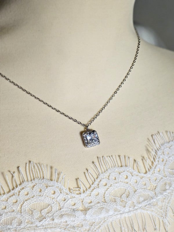 Collier de mariage bijou de dos zirconium hexagonal amovible - Prêt à porter