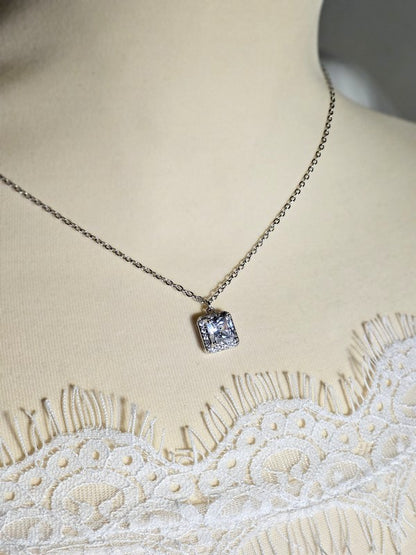 Collier de mariage bijou de dos zirconium hexagonal amovible - Prêt à porter