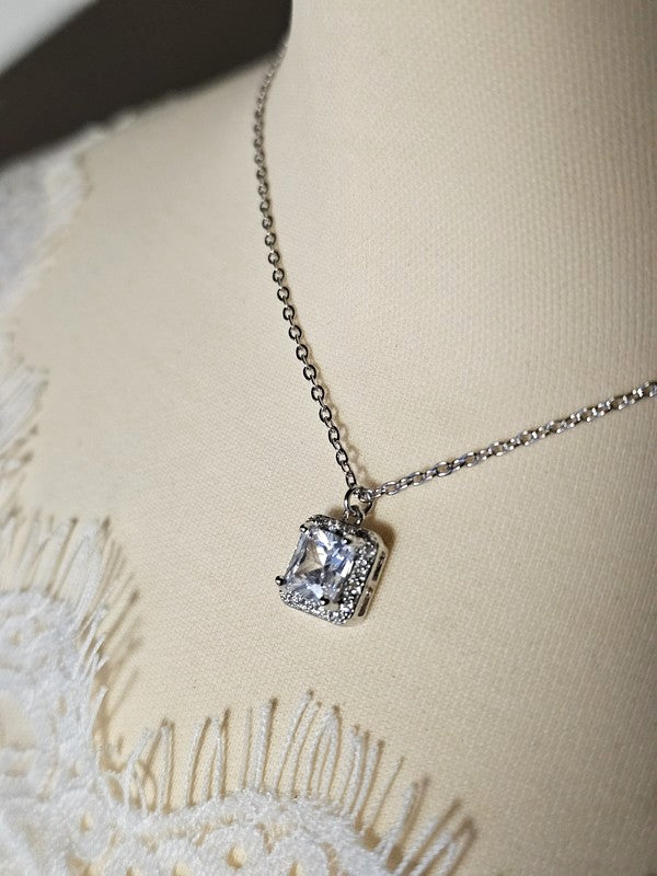 Collier de mariage bijou de dos zirconium hexagonal amovible - Prêt à porter