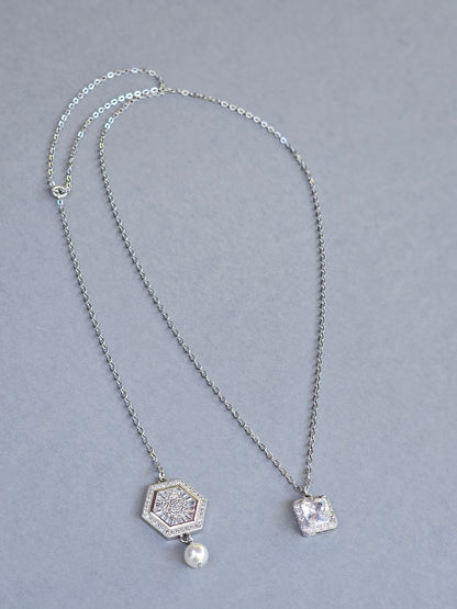 Collier de mariage bijou de dos zirconium hexagonal amovible - Prêt à porter