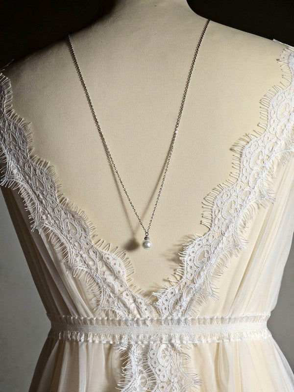 Bijoux mariage collier dos strass et perle - Prêt à porter