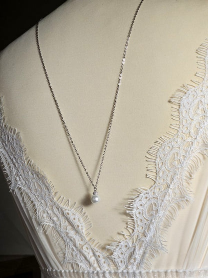 Bijoux mariage collier dos strass et perle - Prêt à porter
