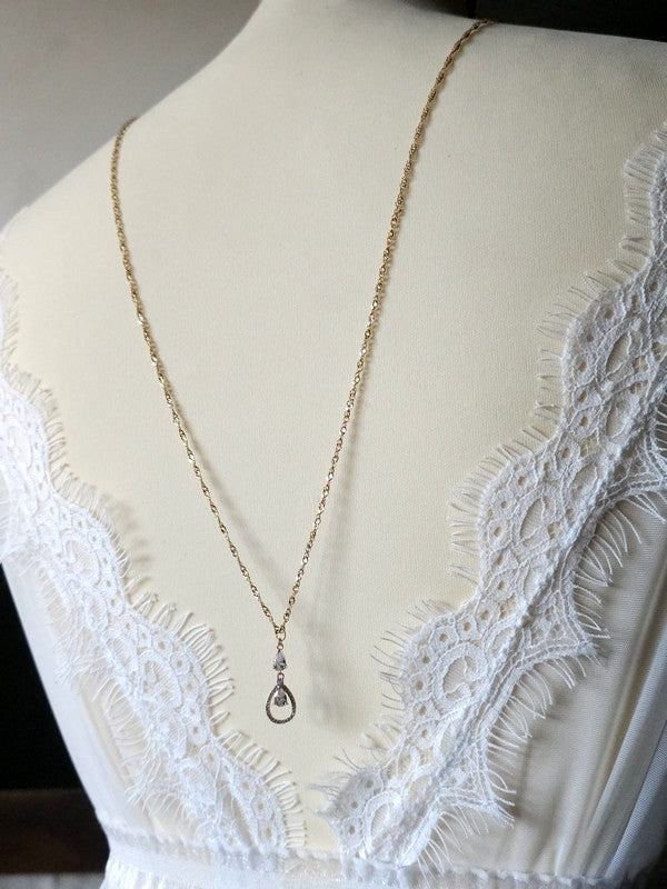 Collier de dos mariage chaîne maille Singapour - Prêt à porter bijoux mariage