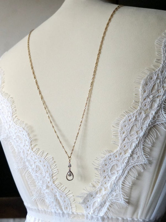 Collier de dos mariage chaîne maille Singapour - Prêt à porter bijoux mariage