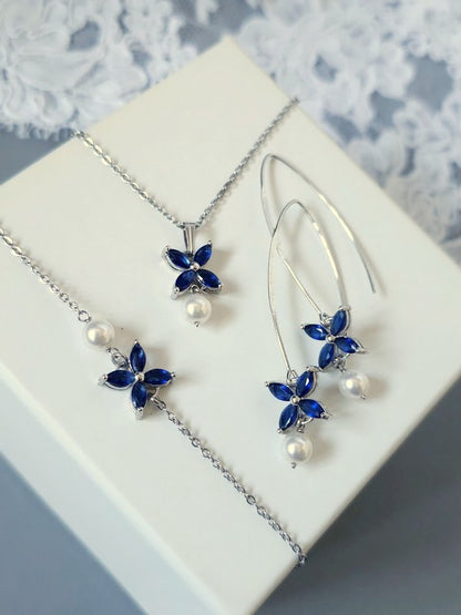 Parure mariage Icône bleu saphir - Bijoux mariage prêts à porter