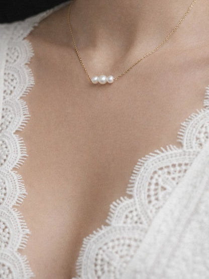 Collier trio de perles de culture - Bijoux mariage prêts à porter