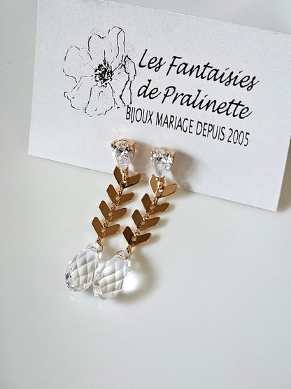 Boucles d'oreilles mariage gouttes en cristal - Prêt à porter