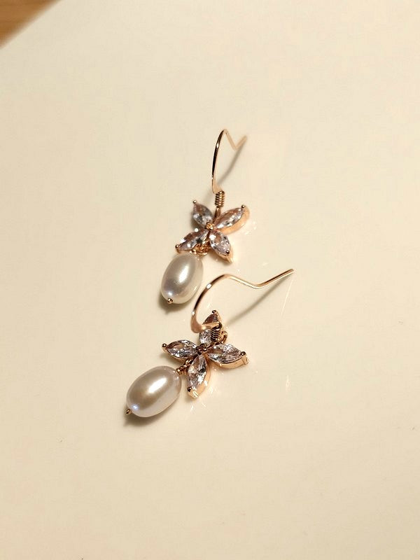 Boucles d'oreilles Icône rose gold et perles de culture - prêt à porter