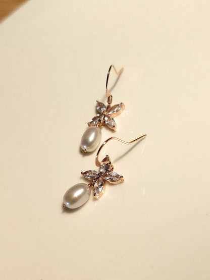 Boucles d'oreilles Icône rose gold et perles de culture - prêt à porter
