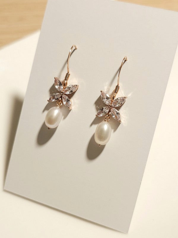 Boucles d'oreilles Icône rose gold et perles de culture - prêt à porter