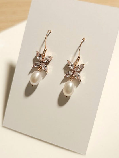Boucles d'oreilles Icône rose gold et perles de culture - prêt à porter