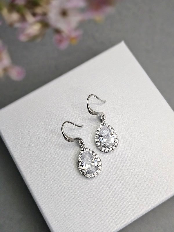 Boucles d'oreilles  mariage gouttes strass zirconium - Prêt à porter