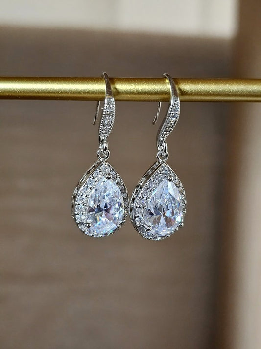 Boucles d'oreilles  mariage gouttes strass zirconium - Prêt à porter