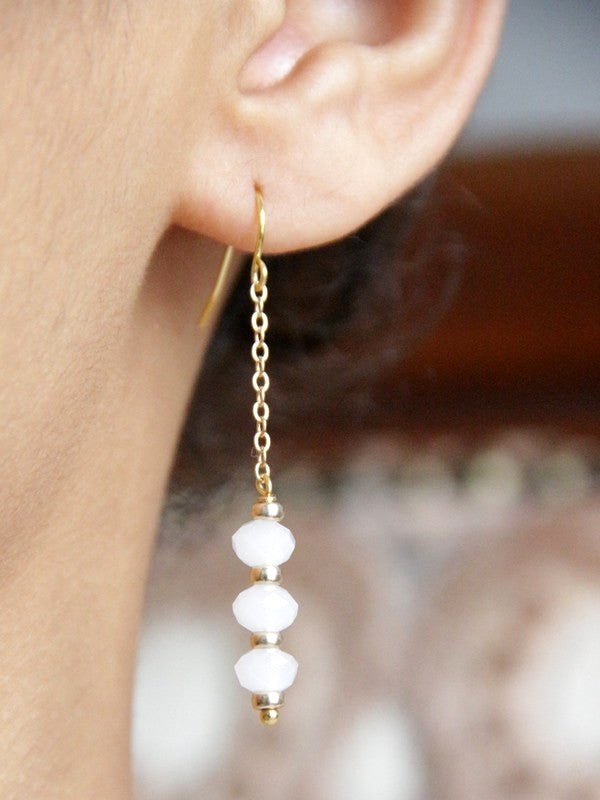Boucles d'oreilles Maéline en GOLD FILLED et cristal blanc opal